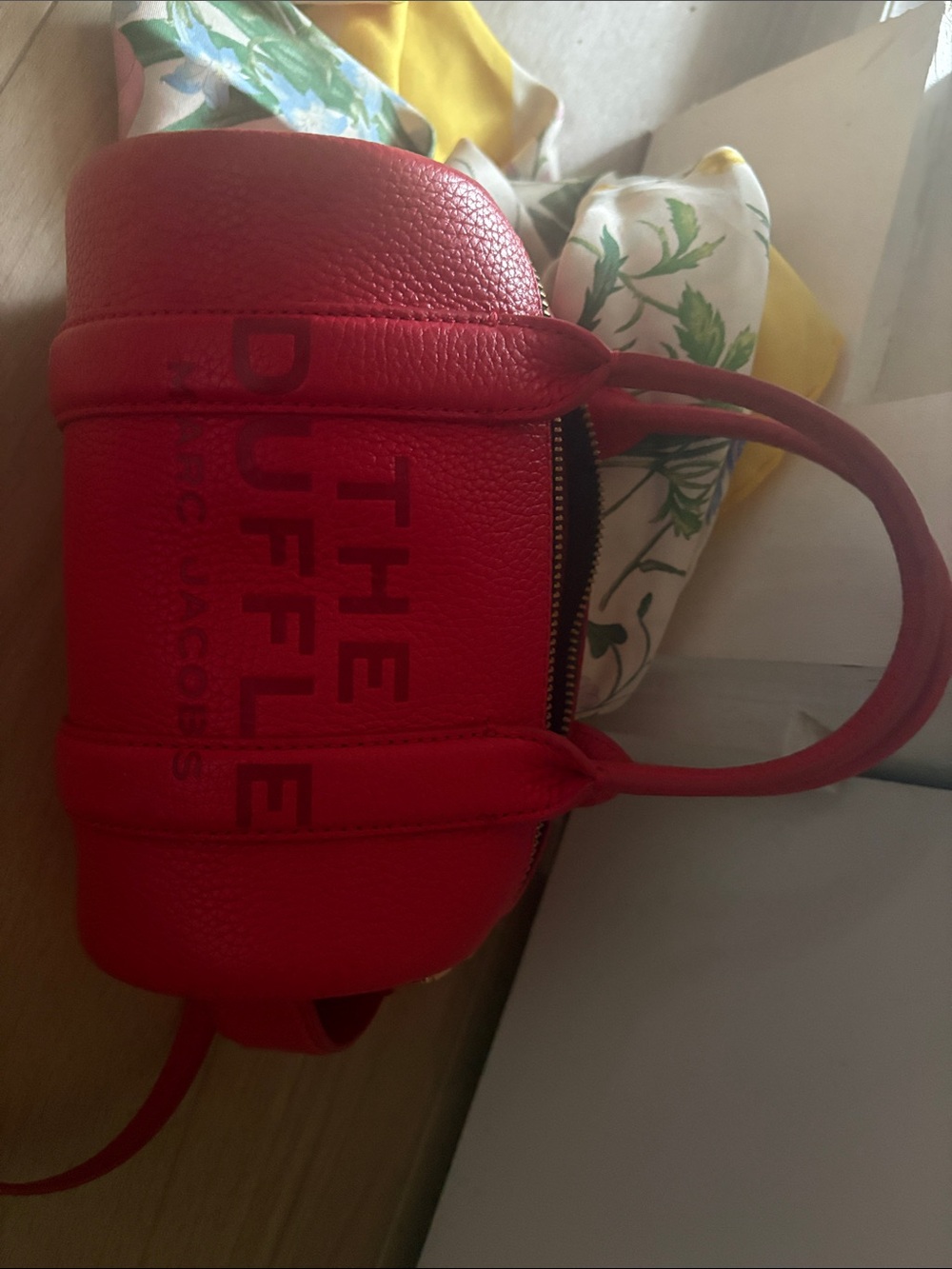 Marc Jacobs Red Pebbled Leather Mini Duffle